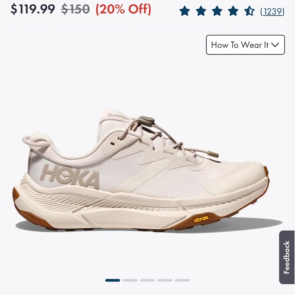Hoka Cream and Tan Running Shoes